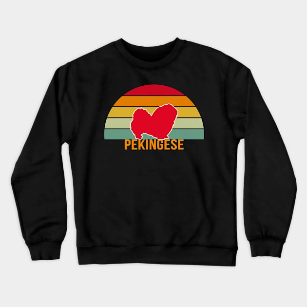 Pekingese Vintage Silhouette Crewneck Sweatshirt by khoula252018